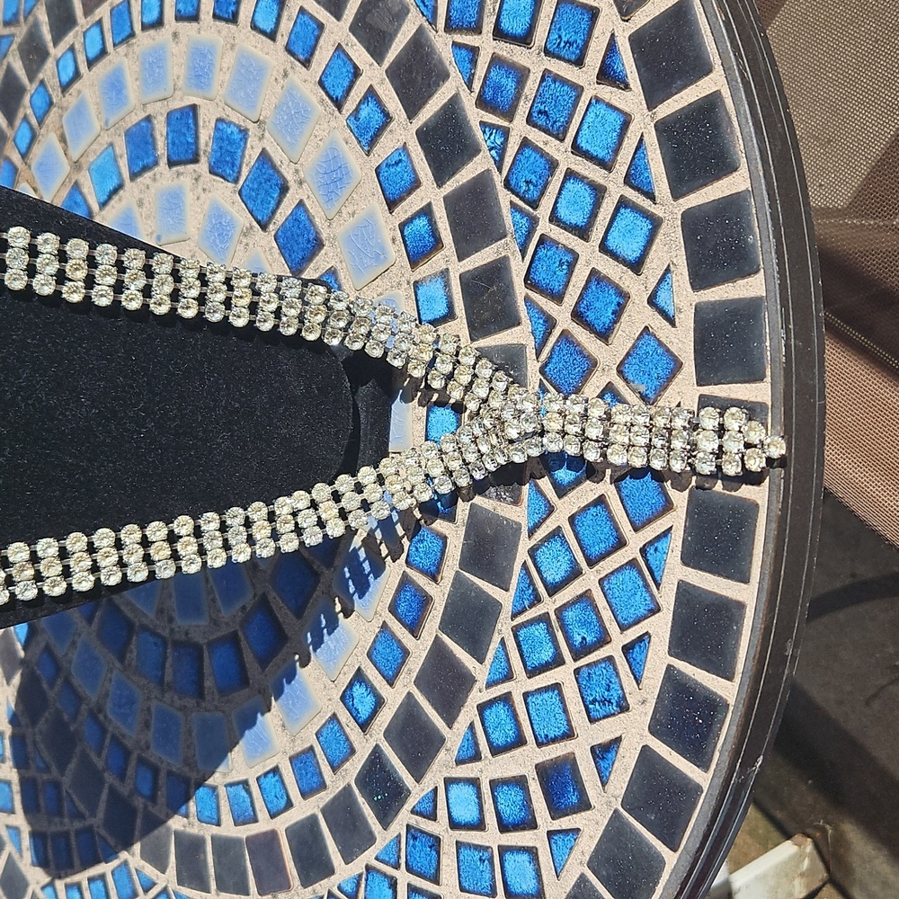 Vintage Rau Skikits Silvertone Rhinestone 3 Stranded Adjustable Belt - Picture 4 of 4